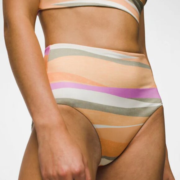 prAna Sun Shade Bottom Size L | NWT | Wave Print | High Rise Eco Swimwear - Picture 2 of 2